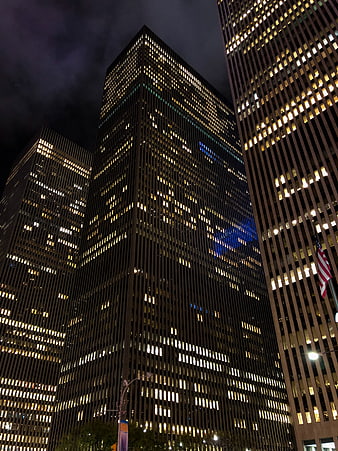 Night View of Rockefeller Center Skyscrapers in New York City
