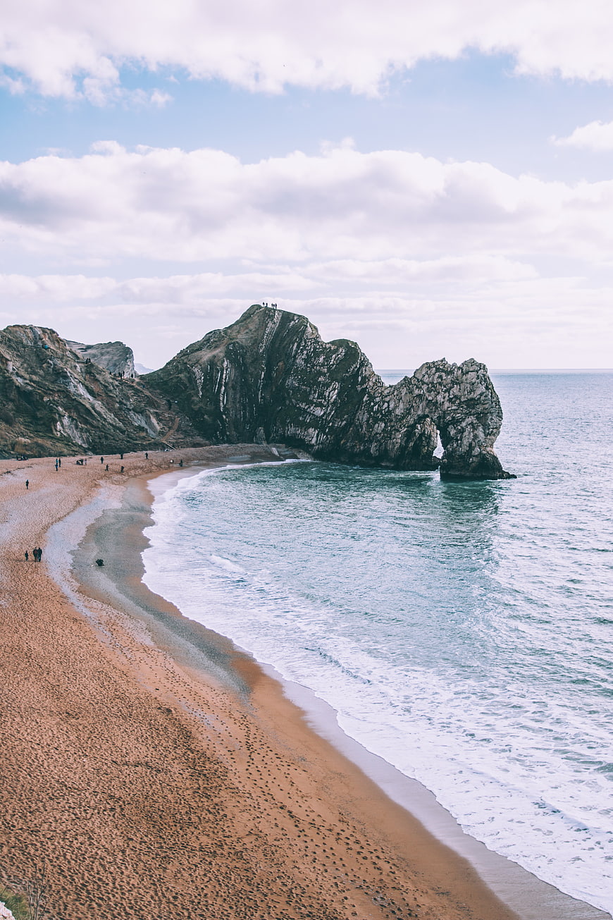 Durdle Door Beach Landscape with Ocean and Cliffs