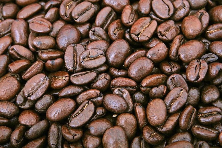 Close-up of roasted coffee beans texture background