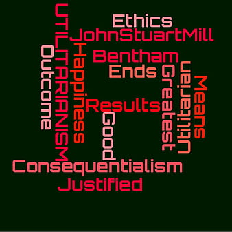 Utilitarianism and Consequentialism Ethics Word Cloud Graphic