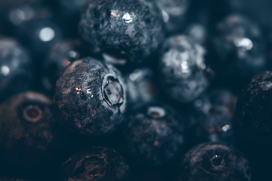 Dark Moody Macro Blueberries Closeup