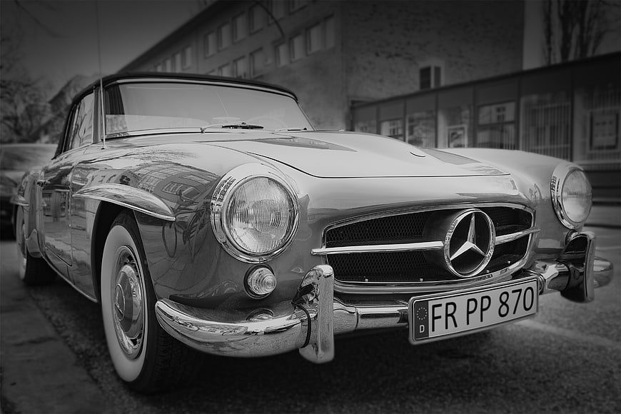 Vintage Mercedes-Benz 190 SL in Black and White