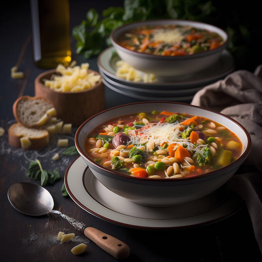 Hearty Minestrone Soup with Pasta and Vegetables