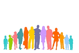 Colorful Silhouettes of Diverse People Standing Together