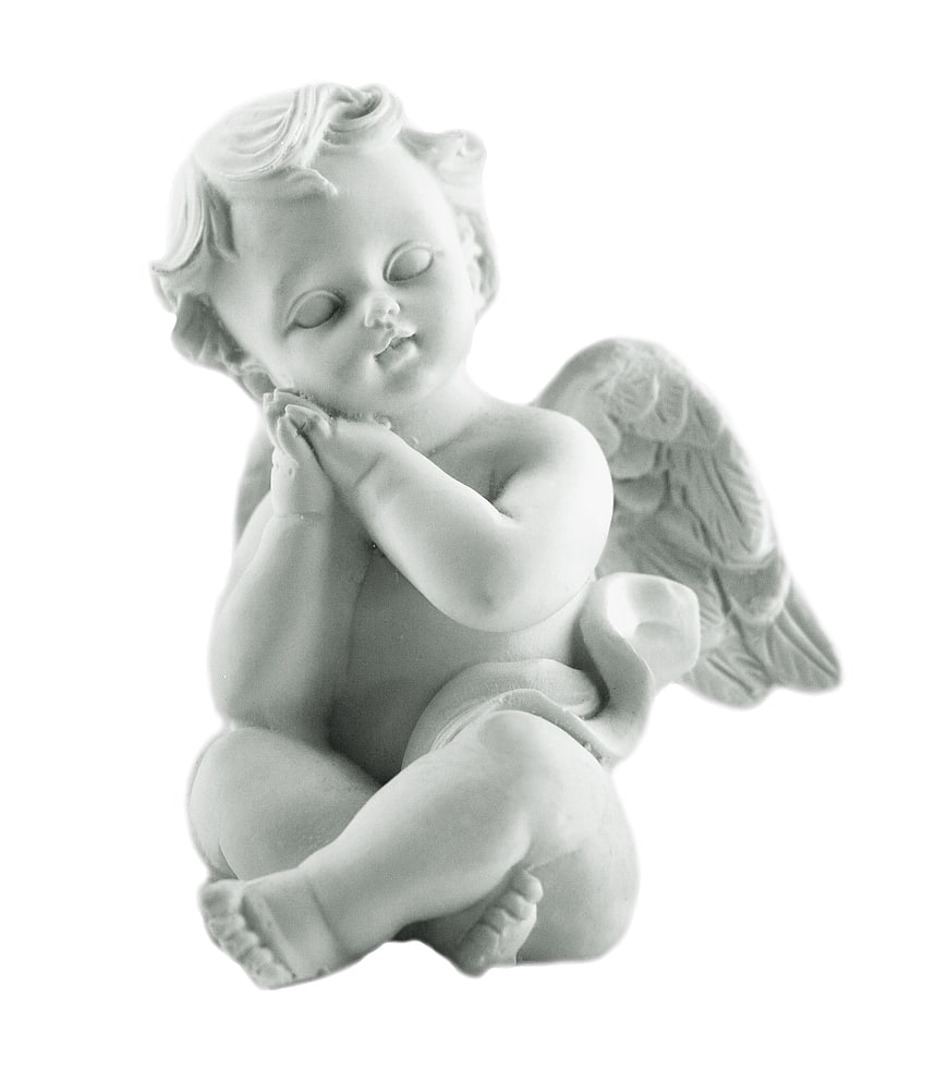 White Stone Cherub Angel Statue Sculpture
