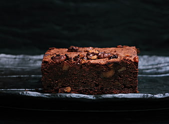 Dark Chocolate Walnut Brownie on Slate Plate