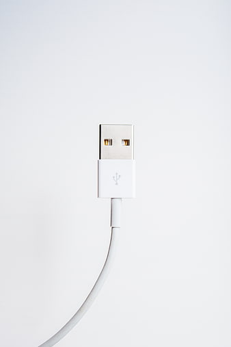 White USB Cable Connector on Clean White Background