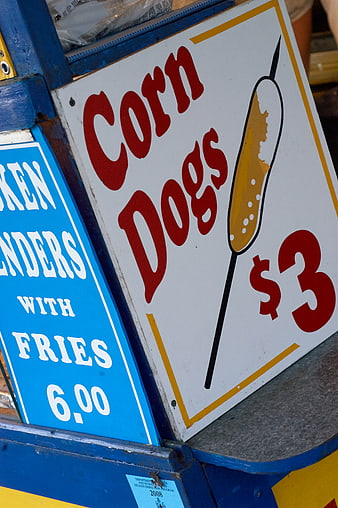 Vintage Corn Dogs Sign at Food Stand