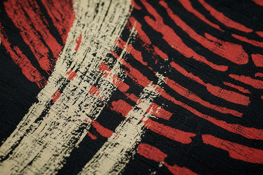 Abstract Red and Black Fabric Texture Closeup