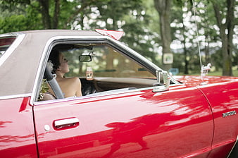 Bride in Red Vintage Classic Car