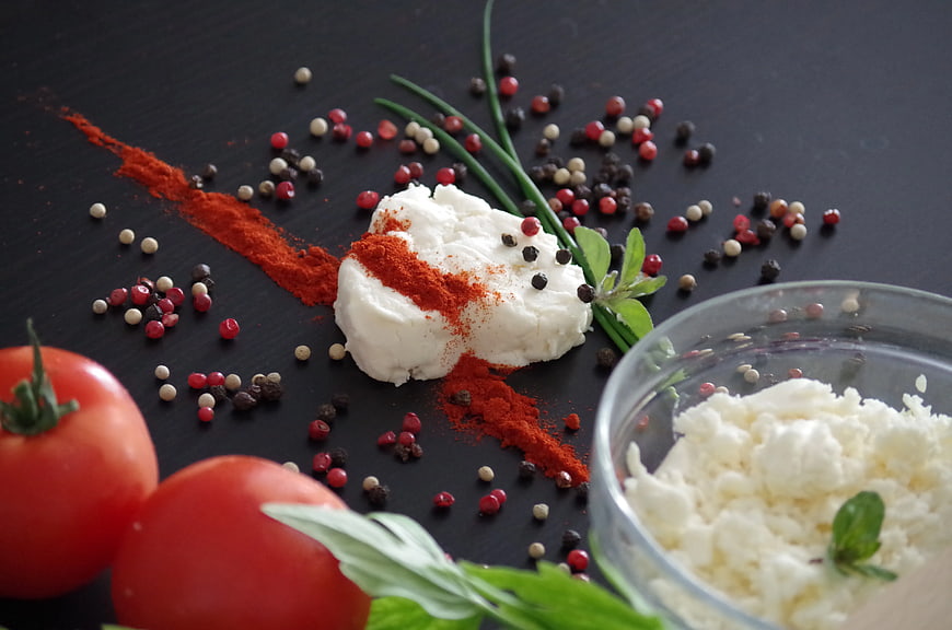 Fresh Goat Cheese with Paprika, Peppercorns, and Tomatoes