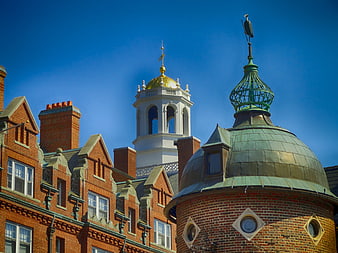 Harvard University Architecture with Golden Dome and Green Cupola