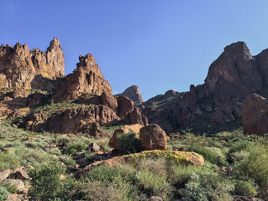 Red Rock Desert Landscape with Blue Sky