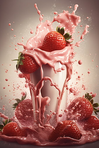 Strawberry Milk Splash with Fresh Berries