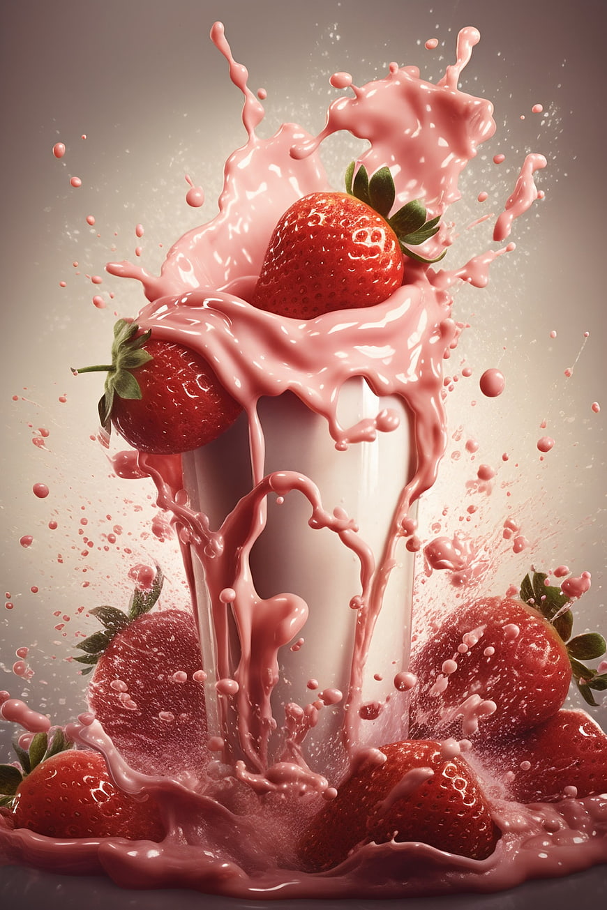 Strawberry Milk Splash with Fresh Berries