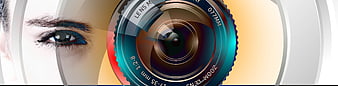 Camera Lens Overlay on Woman's Eye Close-Up