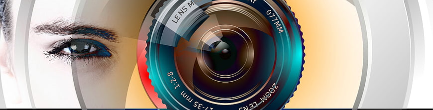 Camera Lens Overlay on Woman's Eye Close-Up