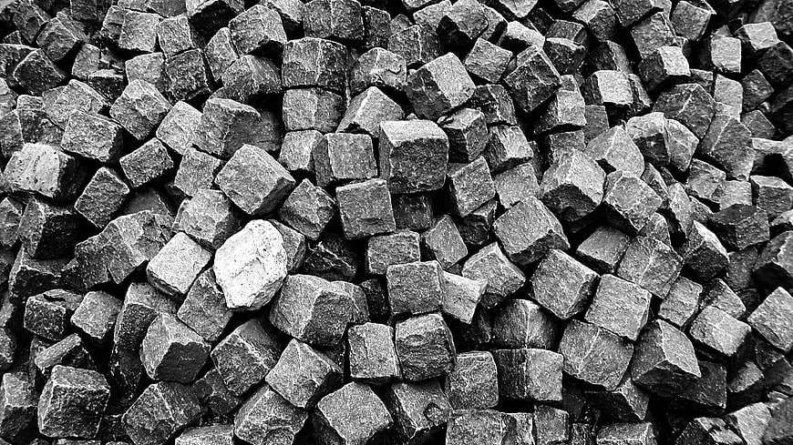 Black and White Close Up of Rough Stone Blocks