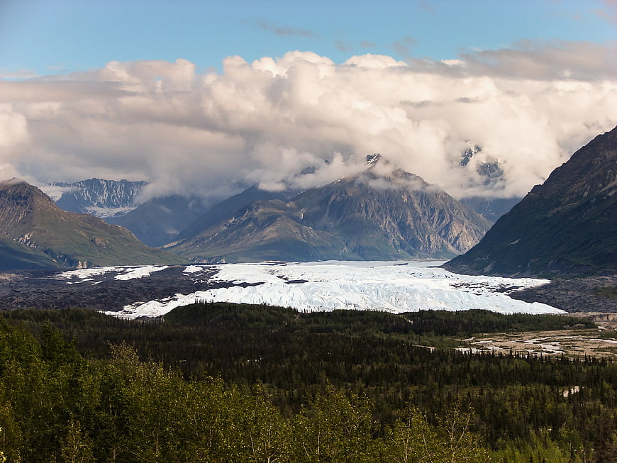 Majestic Glacier Landscape with Mountains and Forest