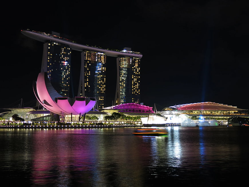 Marina Bay Sands and ArtScience Museum Singapore Night Skyline