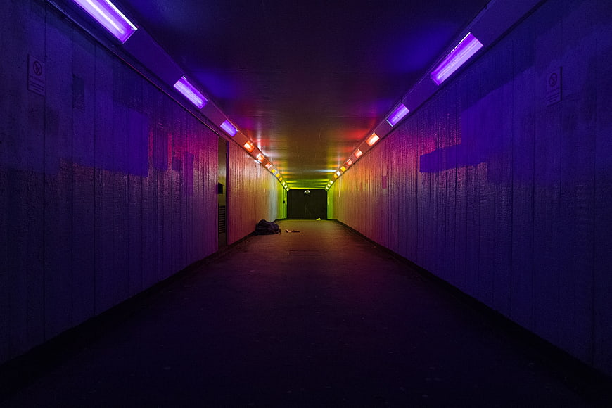Colorful Neon Tunnel with Rainbow LED Lights