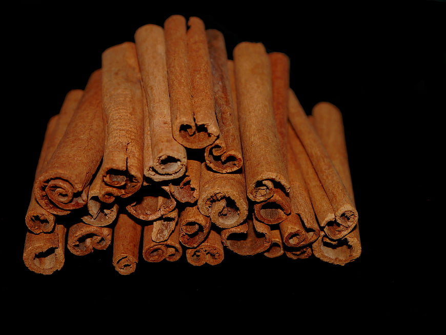 Cinnamon Sticks Arrangement On Black Background