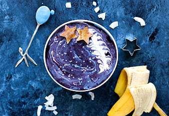 Galaxy Smoothie Bowl with Banana and Star Toppings
