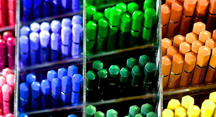 Colorful Markers Organized in Clear Plastic Display Box