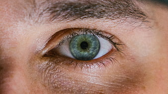 Extreme Close-Up of Human Eye with Green Iris