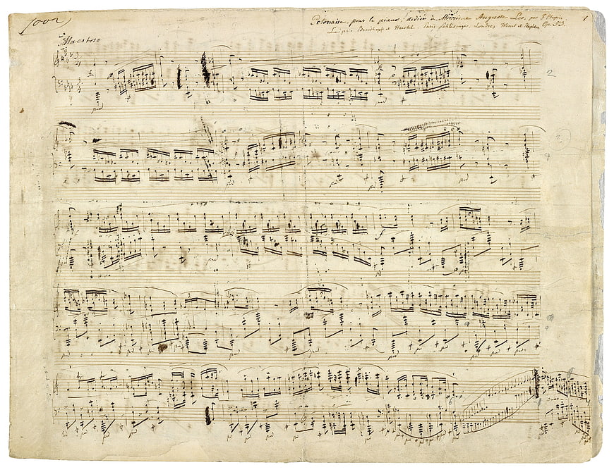 Vintage Chopin Polonaise Manuscript Sheet Music