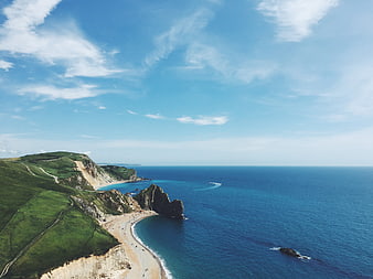 Aerial View of Lulworth Cove and Jurassic Coastline