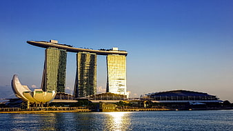 Marina Bay Sands and ArtScience Museum in Singapore at Golden Hour
