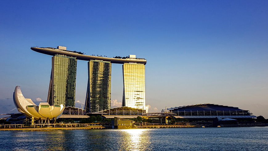 Marina Bay Sands and ArtScience Museum in Singapore at Golden Hour