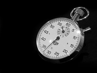 Vintage Silver Stopwatch on Black Background
