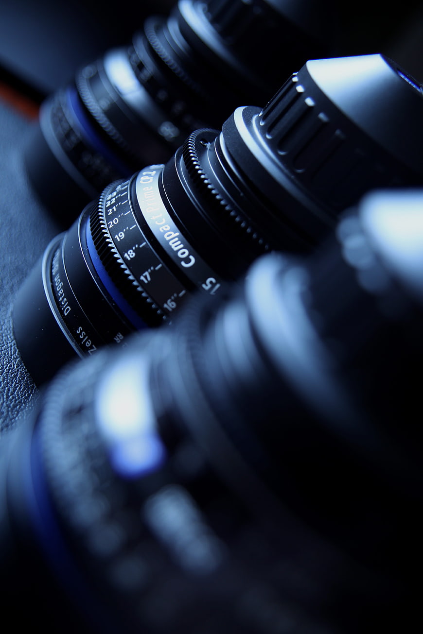 Close-up of Zeiss Cinema Lens with Shallow Depth of Field
