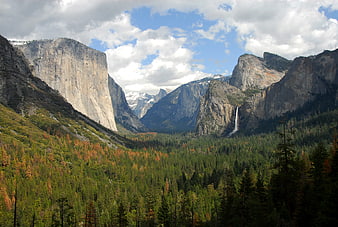 Yosemite Valley Landscape With El Capitan And Waterfall