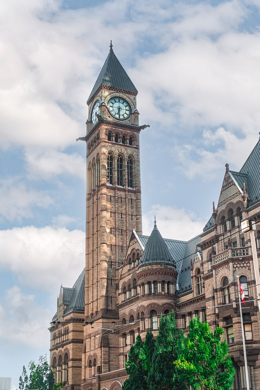 Historic Clock Tower Architecture Against Blue Sky