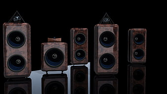 Luxury Wooden Hi-Fi Speaker System 3D Rendering