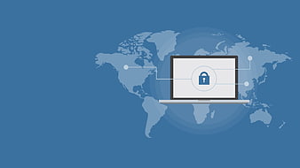 Cyber Security Concept with Laptop and World Map