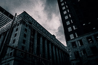 Dramatic Low Angle View of Classical Architecture in City