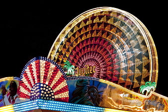 Jupitec carnival ride lights at night