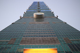 Low angle view of Taipei 101 skyscraper architecture