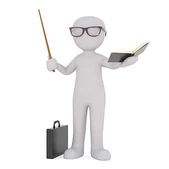 3D White Male Teacher Model Holding Book And Pointer