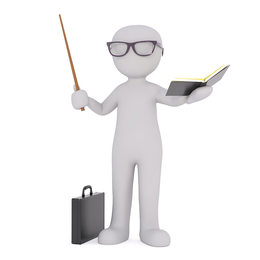 3D White Male Teacher Model Holding Book And Pointer
