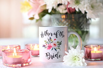Mother of the Bride Mug with Floral Design and Candles