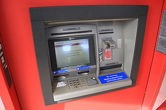 Out of Service Bank of America ATM Machine on Red Wall