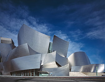 Modern Silver Architecture Against Blue Sky