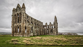 Whitby Abbey Ruins on a Moody Overcast Day in North Yorkshire