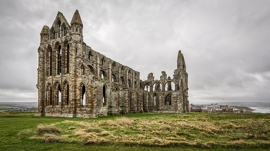 Whitby Abbey Ruins on a Moody Overcast Day in North Yorkshire