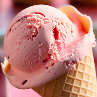 Close-up of melting strawberry ice cream cone